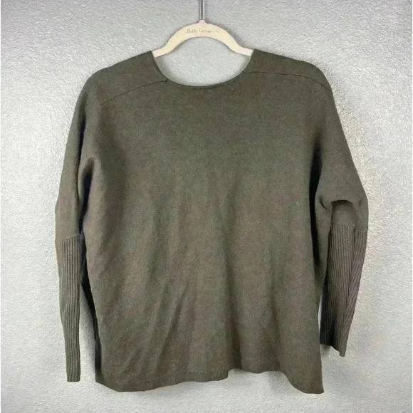 Aritzia Babaton Linen Wool Blend Baylor V-neck Long Sleeve Sweater Green XXS/XS - Picture 8 of 12